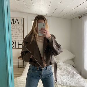 Princess Polly brown faux leather jacket!